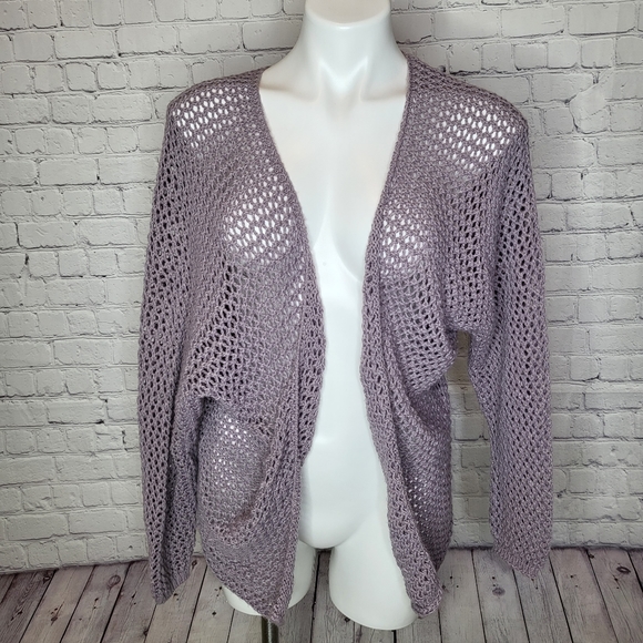 Don't Ask Why Open Knit Crochet Cardigan - Dusty Purple - One Size - Picture 5 of 11